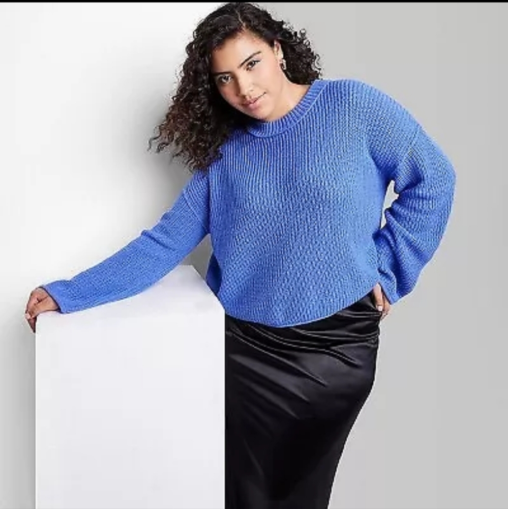 Wild Fable Crewneck Boxy Pullover Sweater Lapis sz Sm NWT